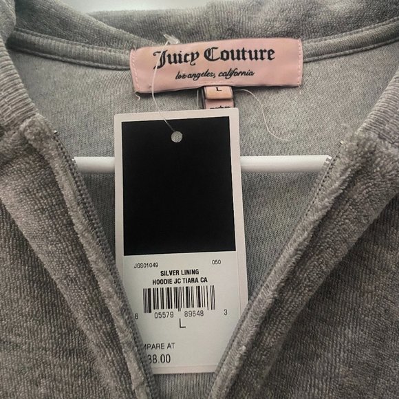 Juicy Couture Gray "Silver Lining" Terry Cloth Jacket / Hoodie - Picture 7 of 7
